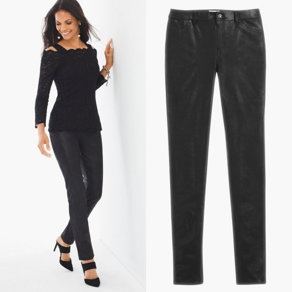 Chico's Faux Suede Knit Black Pants Plus Size 20